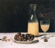 still life with wine and chestnuts, Albert Anker